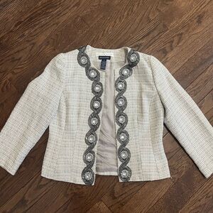 Boston Proper White and Gray Tweed Blazer